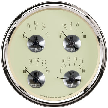 AutoMeter Gauge Quad 5in. 240 Ohm(e) to 33 Ohm(f) Elec Prestige Antique. Ivory