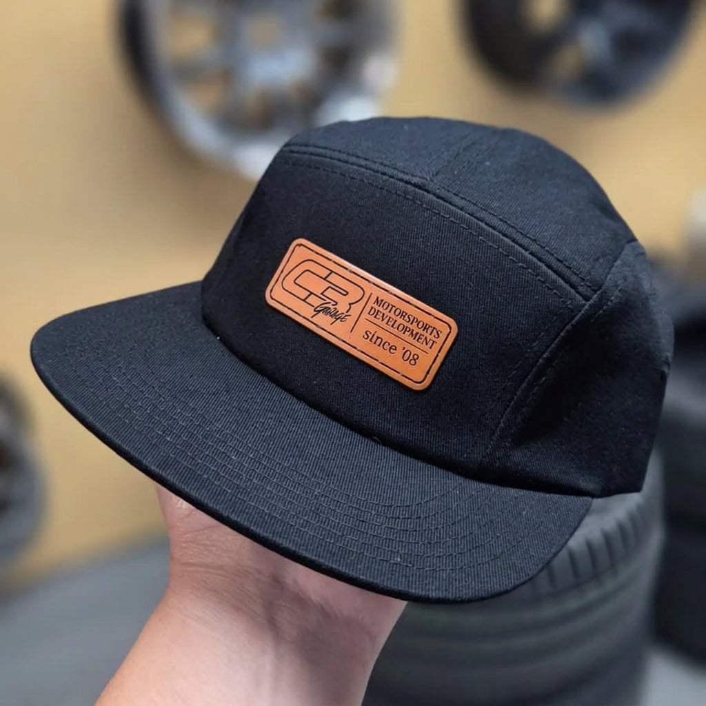 C3 Garage 5-Panel Hat – Leather Patch | Black