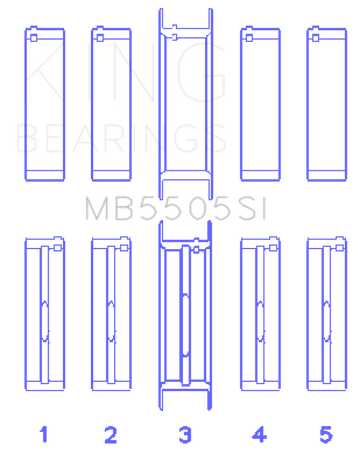 King Engine Bearings Ford 351ci/400ci 16V Main Bearing Set (Size 010) - Set Of 10