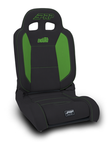 PRP EnduroDaily Reclining Suspension Seat - Black/Green Vinyl - Driver