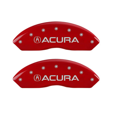 MGP 4 Caliper Covers Engraved Front Acura Engraved Rear TSX Red finish silver ch