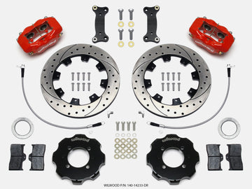 Wilwood Forged Dynalite Front Hat Kit 12.19in Drilled Red 2016-Up Mazda MX5 Miata w/ Lines