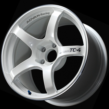 Advan TC4 18x8.5 +38 5x114.3 Racing White Metallic and Ring Wheel
