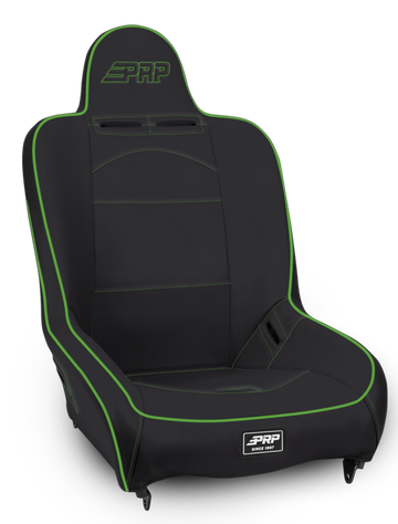 PRP Premier High Back Suspension Seat- Black/Green Vinyl