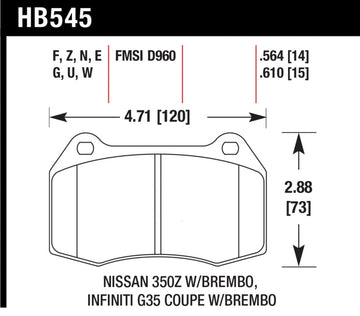 Hawk 04-09 Infiniti G35 3.5L Base Brembo Brakes OE Incl. Pin Clips Shims Front ER-1 Brake Pads
