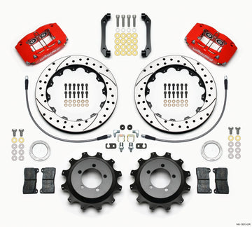 Wilwood Dynapro Radial Rear Kit 12.88in Drilled Red 2006-2007 Subaru WRX w/Lines
