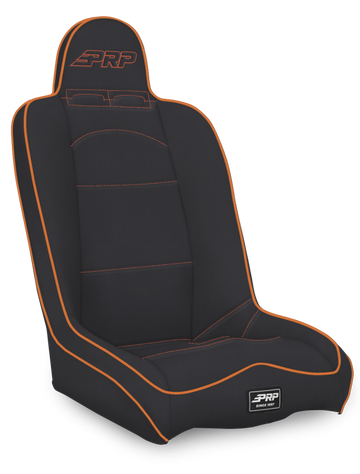 PRP Daily Driver High Back Suspension Seat- Black/Orange Vinyl