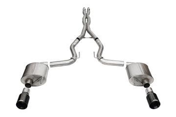 Corsa 24+ Frd Mustang GT- Sport Cat-Back Ex.Sys 3.0in Dual Rear Exit w/4.5in Blk PVD StraightCut Tip