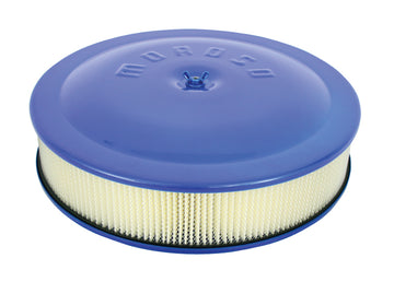 Moroso Racing Air Cleaner - 14in x 3in Filter - Aluminum - Blue Powder Coat