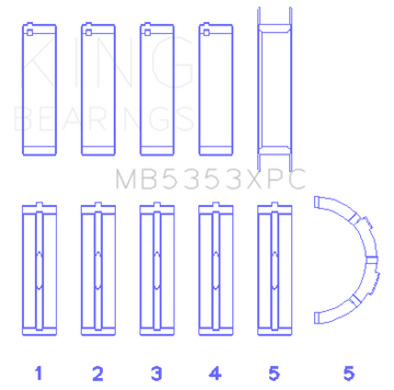 King Engine Bearings Ford 281 4.6L Sohc 16V (Size STDX) Main Bearing Set