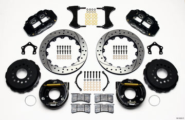 Wilwood Narrow Superlite 4R Rear P-Brk Kit 12.88in Drilled Mopar/Dana 2.36in Off w/Snap Ring Bearing