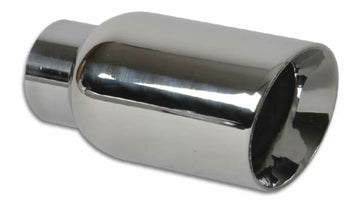 Vibrant 2.5in ID Single 4in OD Round SS Exhaust Tip (Double Wall Angle Cut)