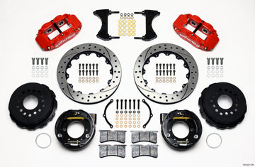 Wilwood Narrow Superlite 4R Rear P-Brk Kit 12.88in Drill Red 2005-2014 Mustang