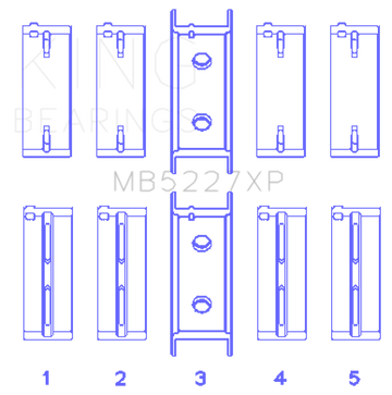 King Mitsubishi 4G63/4G64 6 Bolt 1st Gen DSM Performance Main Bearing Set - Size +0.25mm