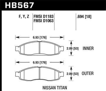 Pastillas de freno delanteras Hawk 04-06 infiniti QX56 / 05-06 Armada / 04 Pathfinder / 04-07 Titan LTS Street