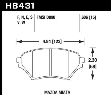 Hawk 01-05 Miata con suspensión deportiva Azul 9012 Pastillas de freno delanteras D890