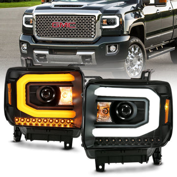 ANZO GMC SIERRA 1500 14-15 2500H/15-19 Proyector Faro Estilo Plancha Negro con Switchback (Halógeno)