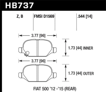 Hawk 12-15 Fiat 500 Abarth Pastillas de freno traseras HPS 5.0