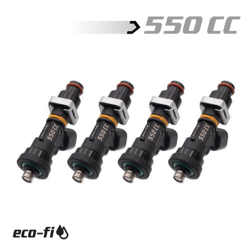 Inyectores BLOX Racing Eco-Fi Street 550 cc/min con adaptador de 1/2 pulgada Serie Honda B/D/H (juego de 4)