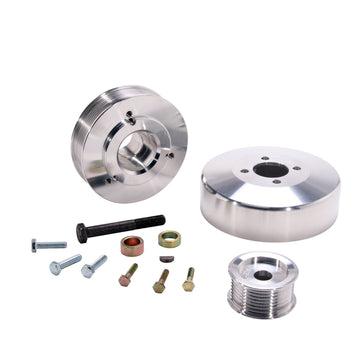 BBK 97-04 Ford F150 Expedition 4.6 5.4 Kit de polea de transmisión - Aluminio ligero CNC Billet (3 piezas)