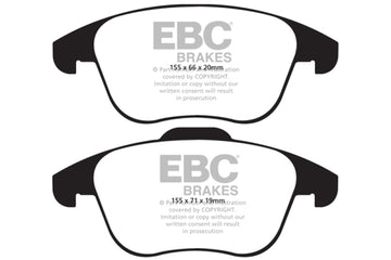 EBC 15 y posteriores Audi Q3 2.0 Turbo Pastillas de freno delanteras Redstuff