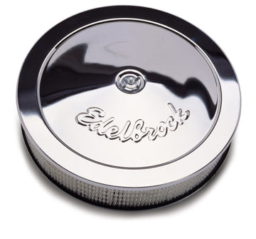 Edelbrock Filtro de aire Serie Pro-Flo Elemento de papel superior redondo de acero 14 pulgadas de diámetro x 3 313 pulgadas Cromo