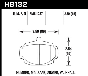 Pastillas de freno delanteras Hawk 67-80 MGB / 67-74 MGB GT Blue 9012 Race