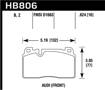 Pastillas de freno delanteras Hawk 16-17 Audi A6 HPS 5.0