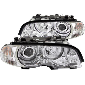 ANZO 2000-2003 BMW Serie 3 E46 Faros delanteros con proyector cromado Halo