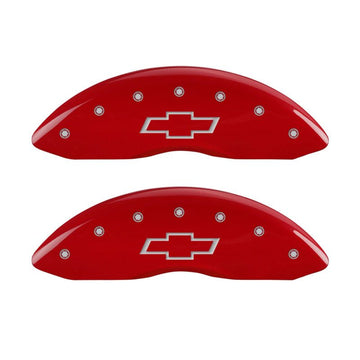 Cubiertas de pinza MGP 4, pajarita delantera y trasera grabada, acabado rojo, plateado