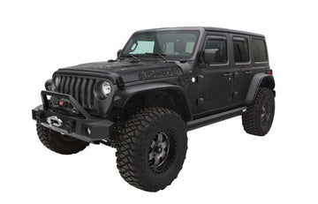 Bushwacker 2018+ Jeep Wrangler (JL) Unlimited Flat Style Bengalas 4 piezas - Negro