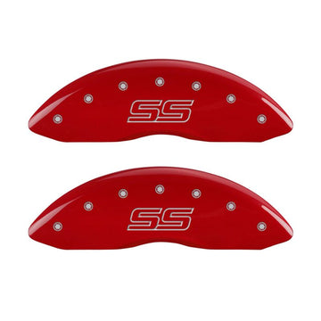Cubiertas de pinza MGP 4 grabadas estilo Trailblazer delantero y trasero/SS Acabado rojo plateado ch