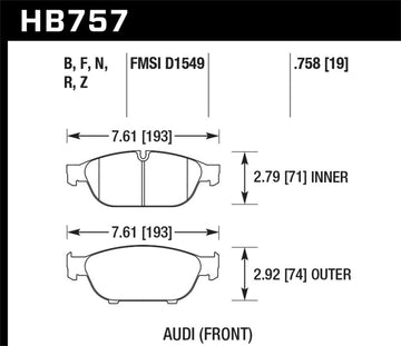 Hawk Audi 2013 A5 Quattro / 12-16 A6 Quattro/A7 Quattro/A8 Quattro HPS 5.0 Pastillas de freno delanteras