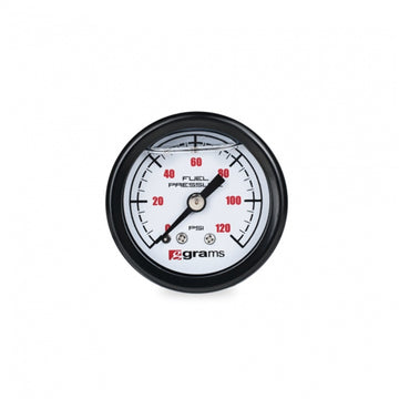 Grams Performance Universal 0-120 PSI Medidor de presión de combustible - Cara blanca
