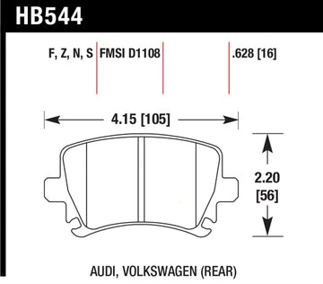 Hawk 2006-2009 Audi A3 TFSIi Quattro 2.0 HPS 5.0 Pastillas de freno traseras
