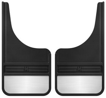 Husky Liners Guardabarros delanteros universales de goma negra de 12 pulgadas de ancho con peso