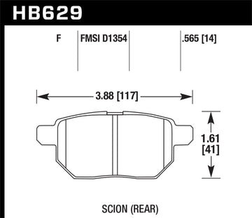 Pastillas de freno traseras Hawk 08-11 Scion xB / 09-10 Toyota Corolla / 09-10 Matrix / 10 Prius HPS Street