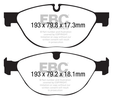 EBC 13+ Jaguar F-Type (solo hierro fundido) 3.0 Supercharged (380) Perf Pkg Pastillas de freno delanteras Redstuff
