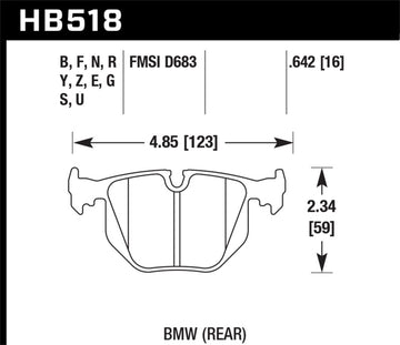 Hawk 2001-2006 BMW 330Ci HPS 5.0 Pastillas de freno traseras