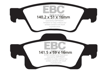 EBC 11+ Dodge Durango 3.6 Pastillas de freno traseras Greenstuff