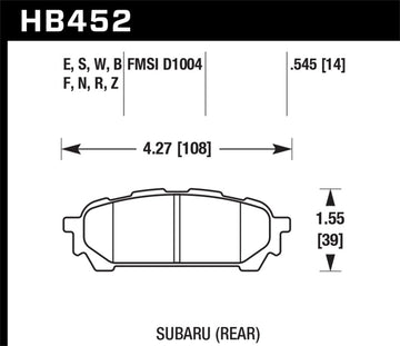Hawk 03-05 WRX D1004 HP+ Pastillas de freno traseras de calle