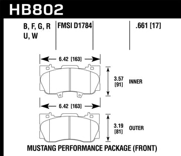 Pastillas de freno delanteras Hawk 15-17 Ford Mustang GT DTC-60 Race