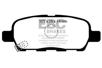 EBC 08-13 Infiniti EX35 3.5 Pastillas de freno traseras Yellowstuff