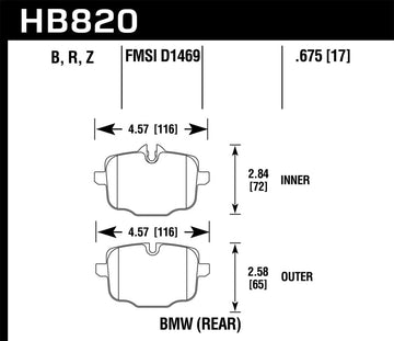 Pastillas de freno traseras Hawk 12-17 BMW M6 / 14-17 BMW M6 Gran Coupe / 13-16 BMW M5 HPS 5.0
