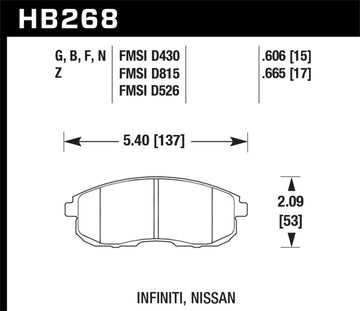 Hawk 03-04 G35/03-05 G35X/ 02-05 350z sin pastillas de freno delanteras Brembo HP+ Street