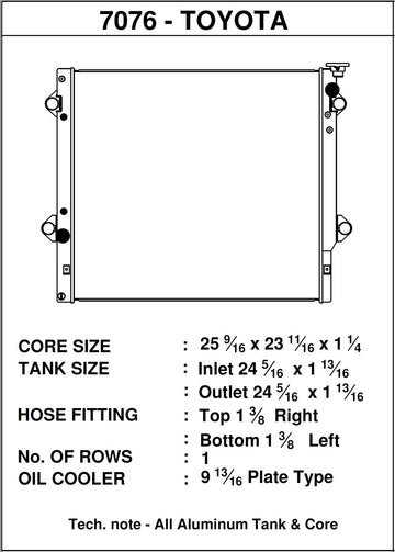 CSF 06-14 Toyota FJ Cruiser 4.0L / 03-09 Toyota 4Runner 4.0L / 2010 Toyota 4Runner 2.7L Radiador