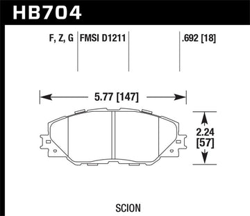 Pastillas de freno delanteras Hawk 09-10 Pontiac Vibe 2.4L / 11-12 Scion tC HPS