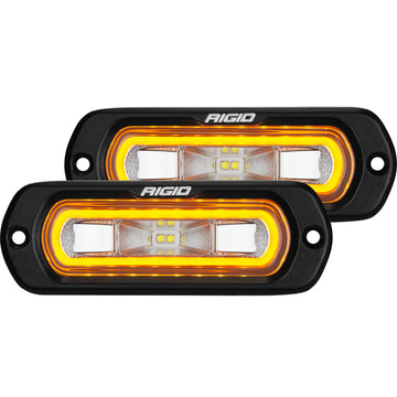 Par de esparcidores LED de montaje empotrado serie SR-L de Rigid Industries con halo rojo - Universal