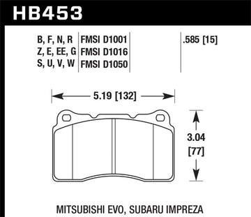 Pastillas de freno delanteras Hawk DTC-80 04-15 Subaru Impreza WRX/STI, 02-06/08-14 Mitsubishi Lancer Evo