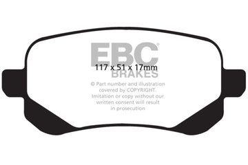 EBC 08-11 Chrysler Town &amp; Country 3.3 Pastillas de freno traseras Greenstuff